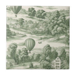 Carreau Motif de ballon toile de campagne verte romantique