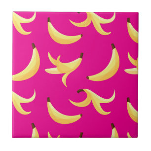 Carreau Motif de banane jaune rétro drôle éditable pour fê