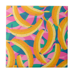Carreau Motif de bananes drôles dans le style de l'art pop