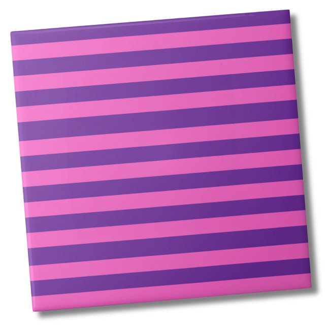 Carreau Motif de bande violet rose (Stylish Modern Bold Pink Purple Stripes Pattern Ceramic Tile)