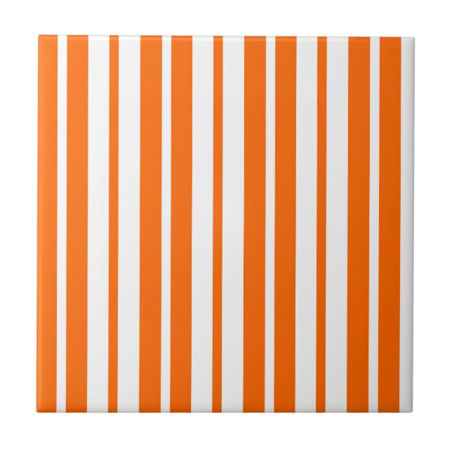 Carreau Motif de bandes verticales blanches orange (Devant)