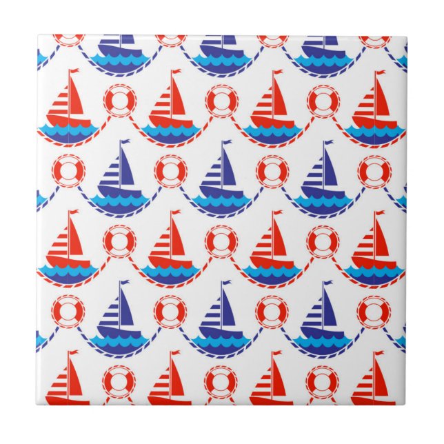 Carreau Motif de bateau à voile (Devant)