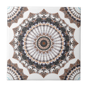 Carreau Motif de Black et Tan Mandala