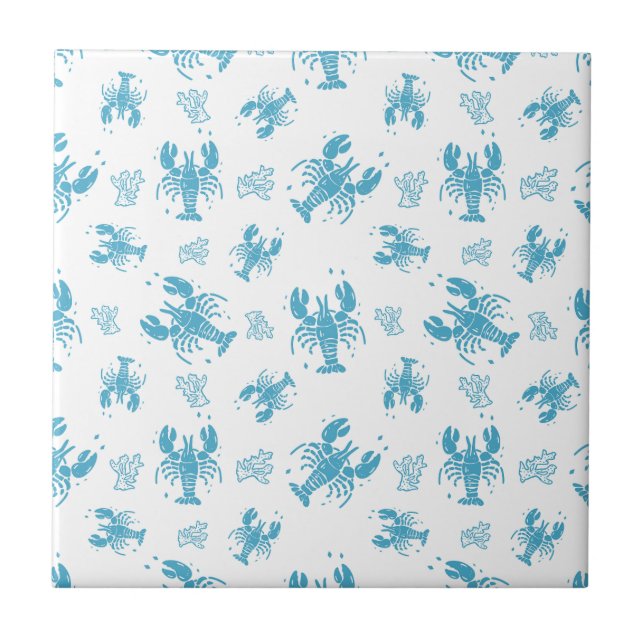 Carreau Motif de bloc imprimé nautique de homard rustique (Devant)