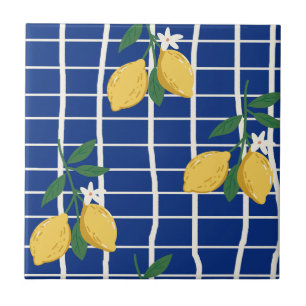 Carreau Motif de branche de citron méditerranéen