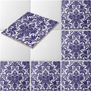 Carreau Motif de brocart de style baroque vintage