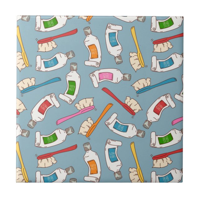 Carreau Motif de brosse à dents et de pâte dentifrice (Devant)
