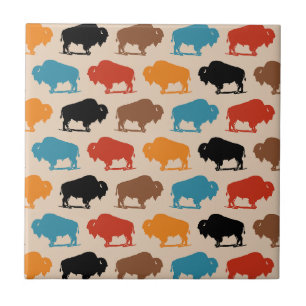 Carreau Motif de Buffalo du sud-ouest coloré