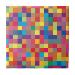 Carreau Motif de carré d'arc-en-ciel de pixel