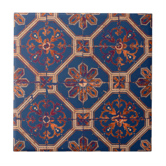 Carreau Motif de Carrelage ethnique de luxe | Bleu et oran