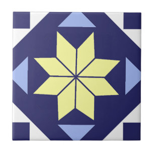 Carreau Motif de carrelage Floral bleu méditerranéen