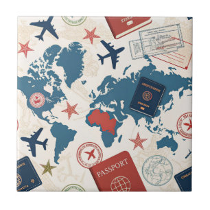 Carreau Motif de carte de voyage du monde
