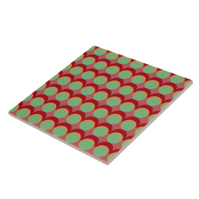 Carreau Motif de cercle hippy pastèque rétro (Côté)