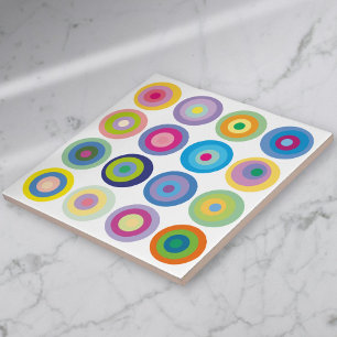 Carreau Motif de cercles colorés du milieu du siècle moder