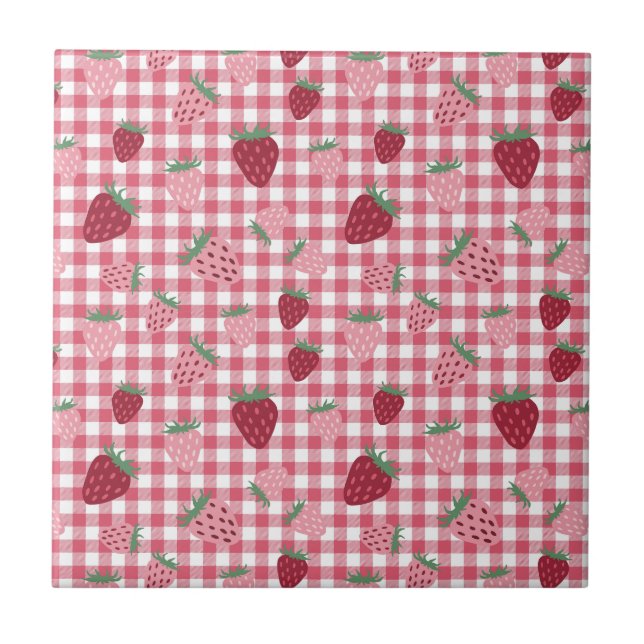 Carreau Motif de champ fraise (Devant)