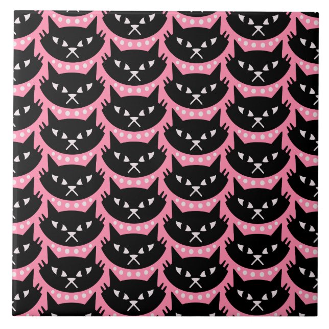 Carreau Motif de chat atomique moderne du milieu du siècle (Devant)