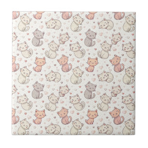 Carreau Motif de chat Chibi mignon - Conception de chaton
