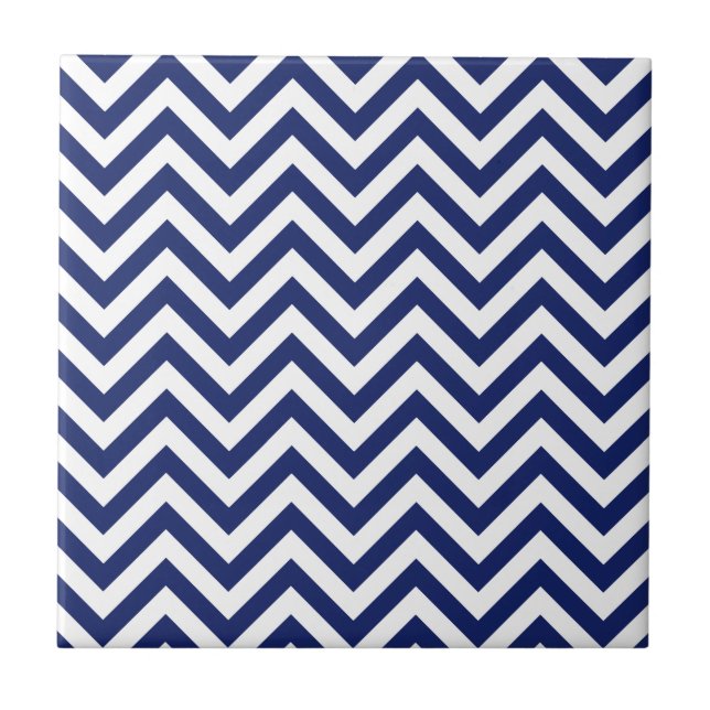 Carreau Motif de Chevron de rayures de zigzag de bleu (Devant)