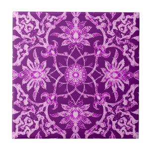 Carreau Motif de Chinois de Nouveau d'art - pourpre