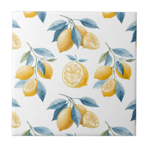 Carreau Motif de citron méditerranéen bleu