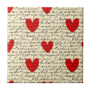 Carreau Motif de cœur moderne avec fond de script (11)