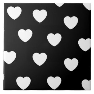 Carreau Motif de coeur noir et blanc
