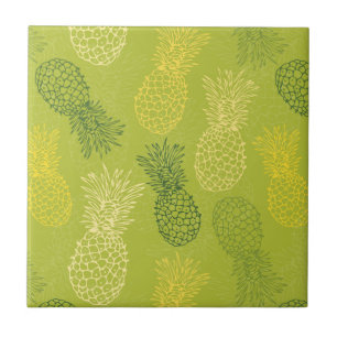 Carreau Motif de contour de l'ananas sur vert