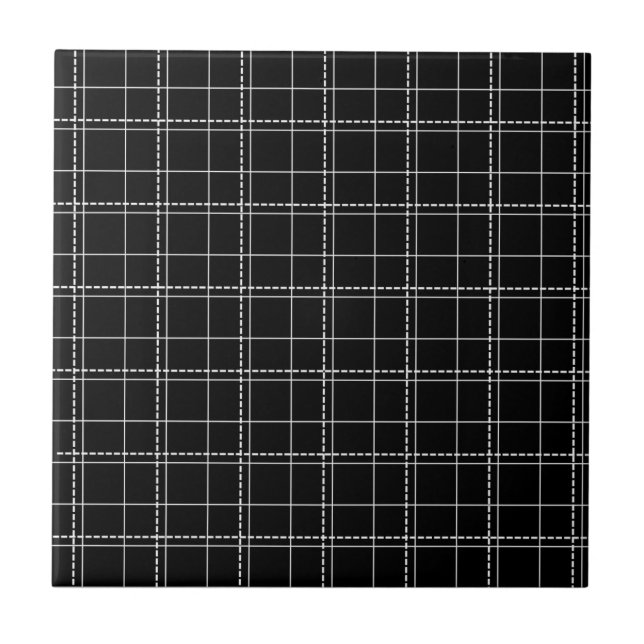 Carreau Motif de contrôle géométrique noir et blanc (Devant)