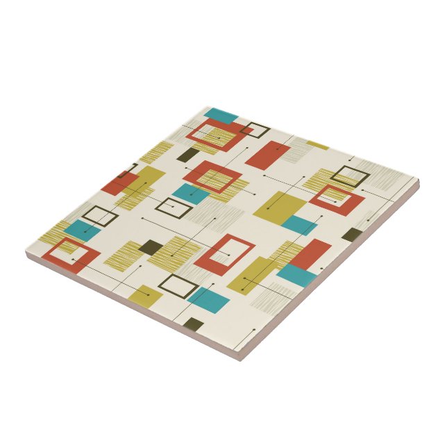 Carreau Motif de couleur géométrique rétro du milieu du si (Côté)
