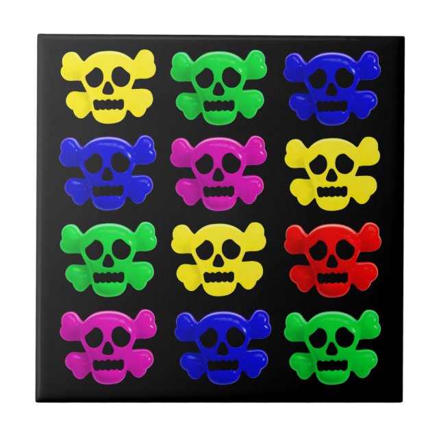 Carreau Motif de crânes colorés (Devant)