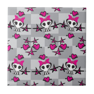 Carreau Motif de crânes d'Emo