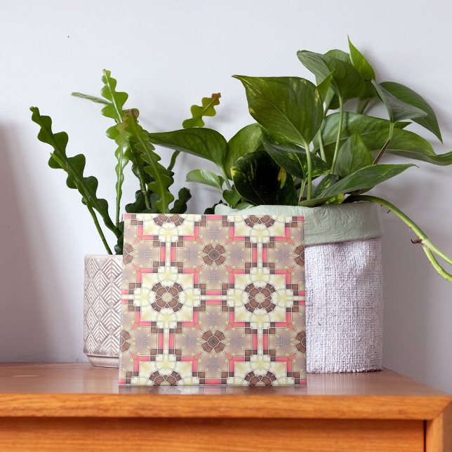 Carreau Motif De Crème Brown Et De Mosaïque Géométrique Ro (Créateur téléchargé)