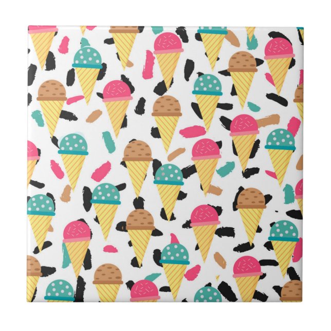 Carreau Motif de crème glacée mignonne (Devant)