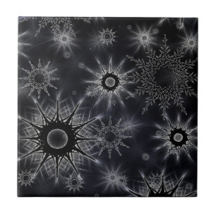 Carreau Motif de cristal de glace sur fond noir