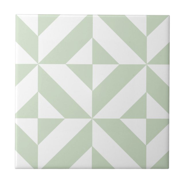 Carreau Motif de cube géométrique Sage Green (Devant)