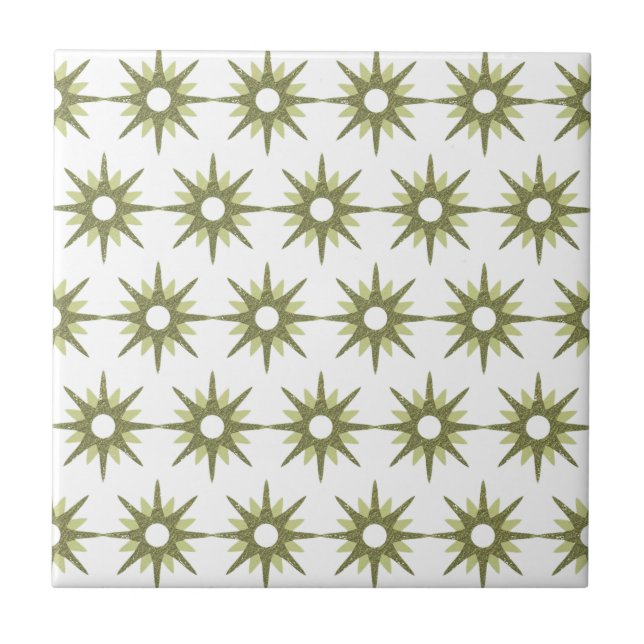 Carreau Motif de démarrage moderne vert et blanc du milieu (Devant)