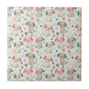 Carreau Motif de design minimaliste avec chiot mignon et e