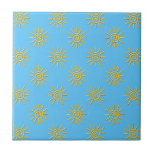 Carreau motif de dessin 3D Jaune Sun