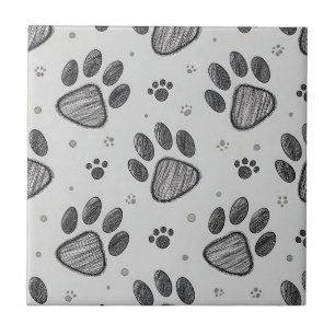 Carreau Motif de dessin de empreinte de patte minimaliste