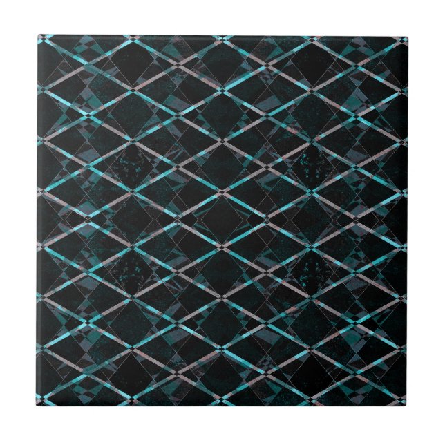 Carreau Motif de diamant à texture bleue (Devant)