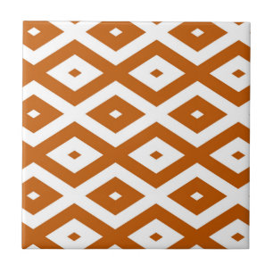 Carreau Motif de diamant orange et blanc brûlé