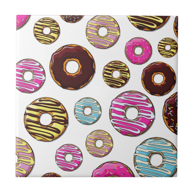 Carreau Motif De Donuts, Donuts Colorés, Saupoudrages (Devant)