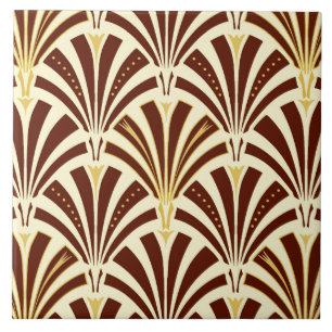 Carreau Motif de fan d'art déco - chocolat sur la crème