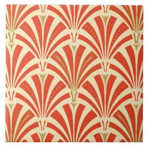 Carreau Motif de fan d'art déco - mandarine