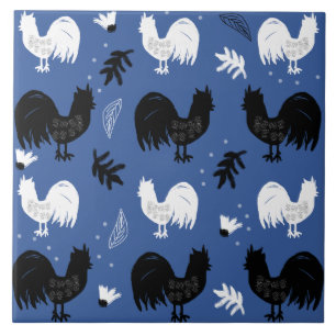Carreau Motif de ferme florale tiré à la main