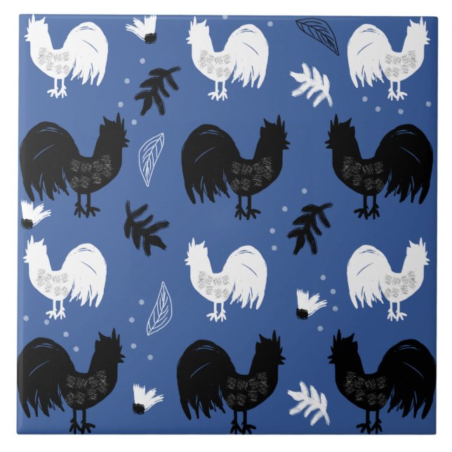 Carreau Motif de ferme florale tiré à la main (Devant)