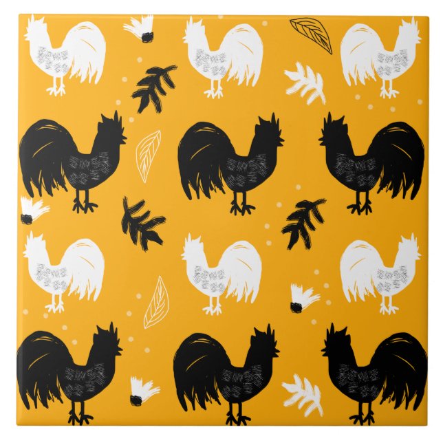 Carreau Motif de ferme florale tiré à la main (Devant)