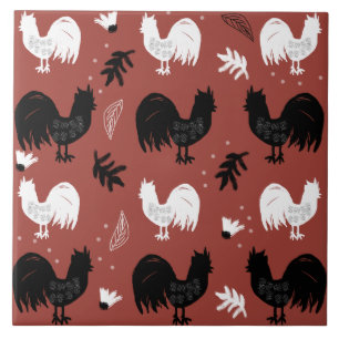 Carreau Motif de ferme florale tiré à la main