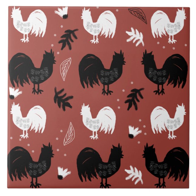 Carreau Motif de ferme florale tiré à la main (Devant)