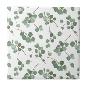 Carreau Motif de feuillage d'arbre de dollar en argent